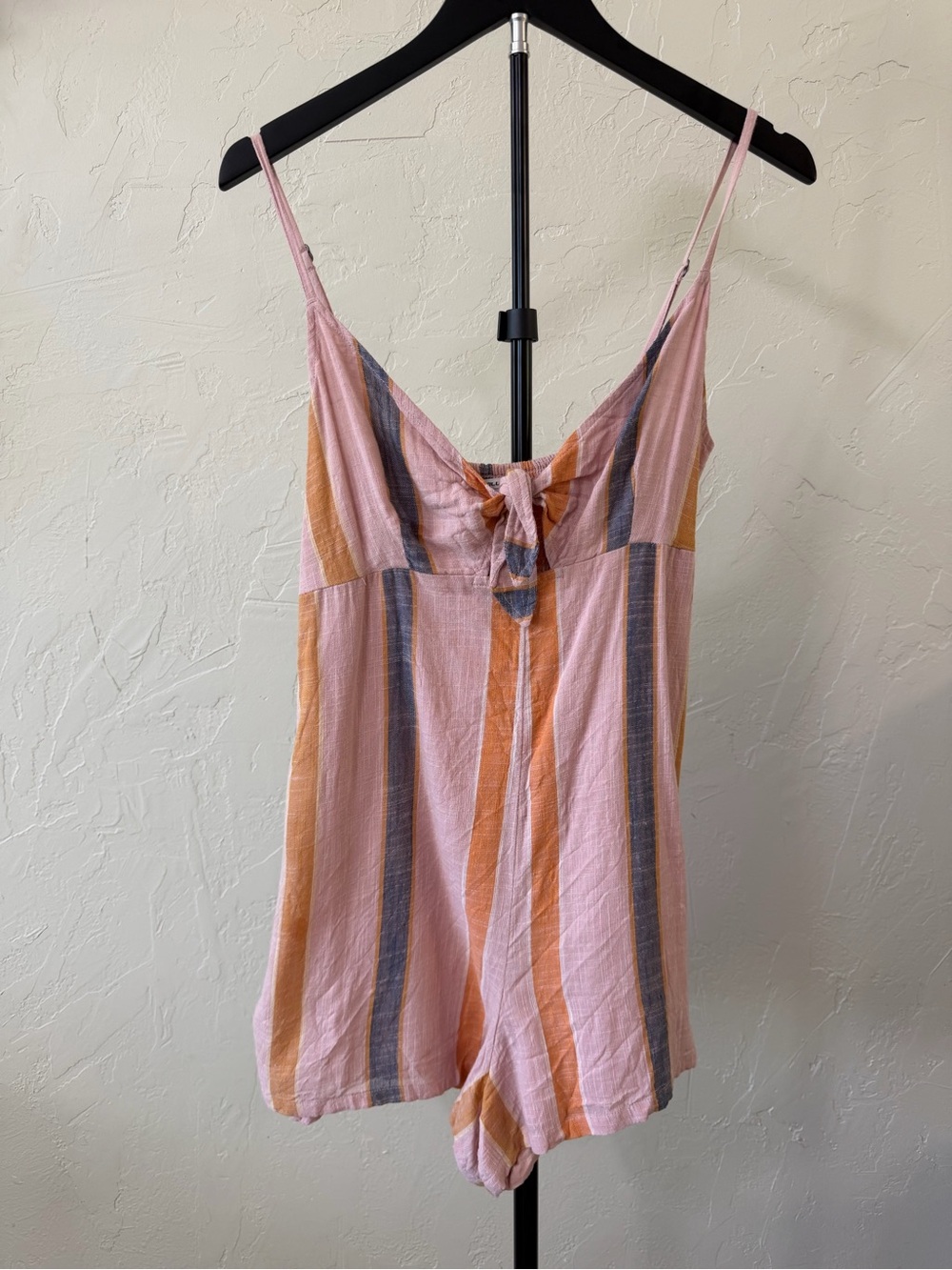 O'Neill Pink and Orange Striped Sleeveless Romper
